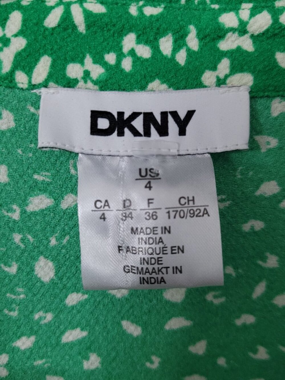 NWT DKNY Green & White Floral Ruched Midi Shirtdress - Picture 9 of 10